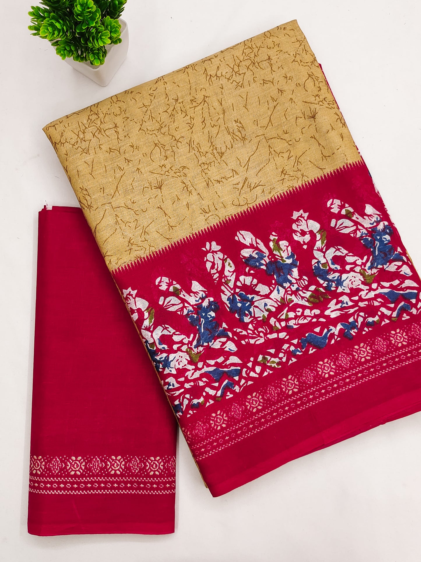 1-MIN READY TO WEAR PREMIUM MULMUL COTTON SAREE