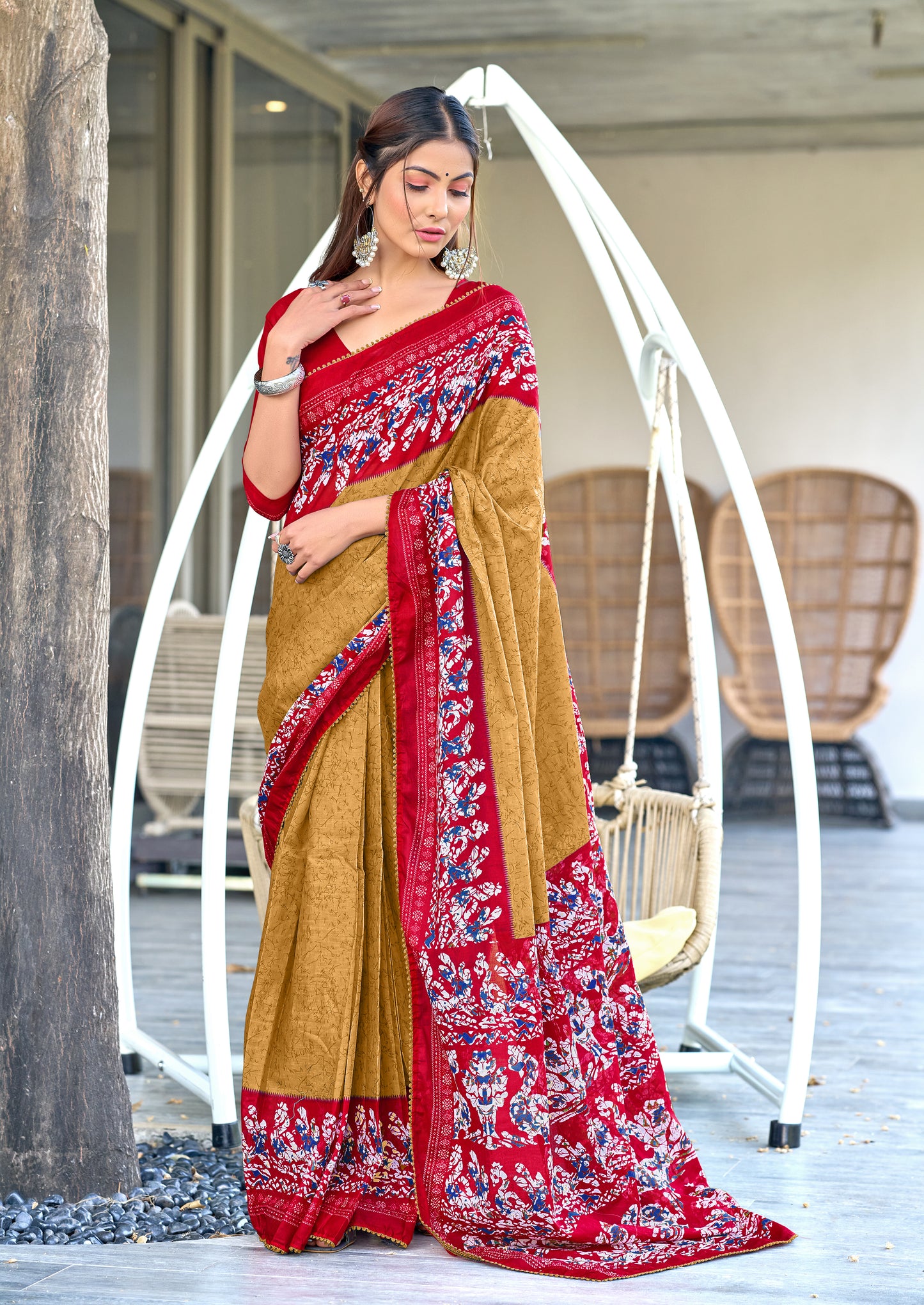 1-MIN READY TO WEAR PREMIUM MULMUL COTTON SAREE