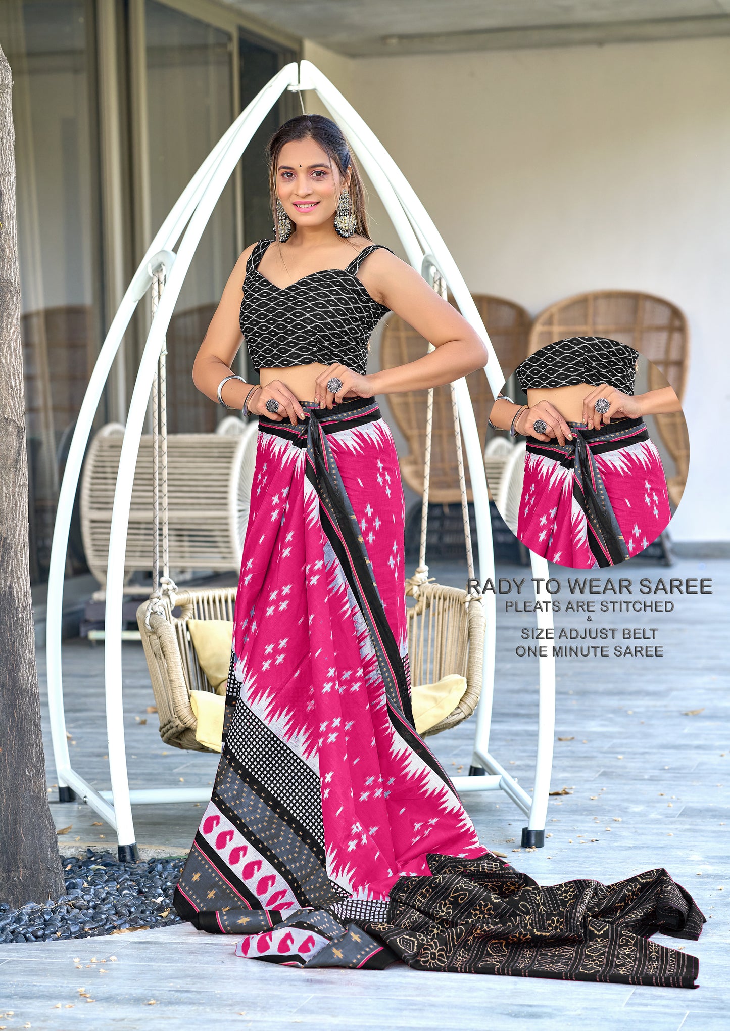 1-MIN READY TO WEAR PREMIUM MULMUL COTTON SAREE
