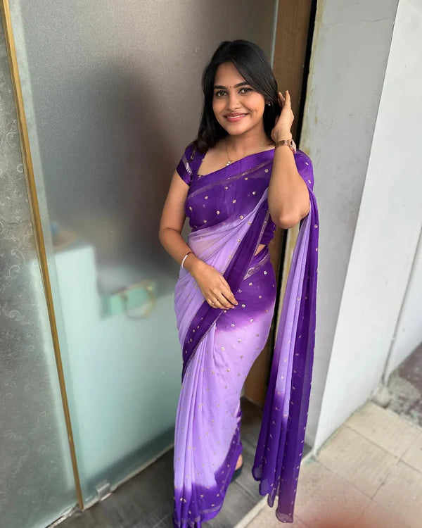 MOST TRENDING VIRAL PURE VISCOSE GEORGETTE SAREE WITH SATIN BORDER
