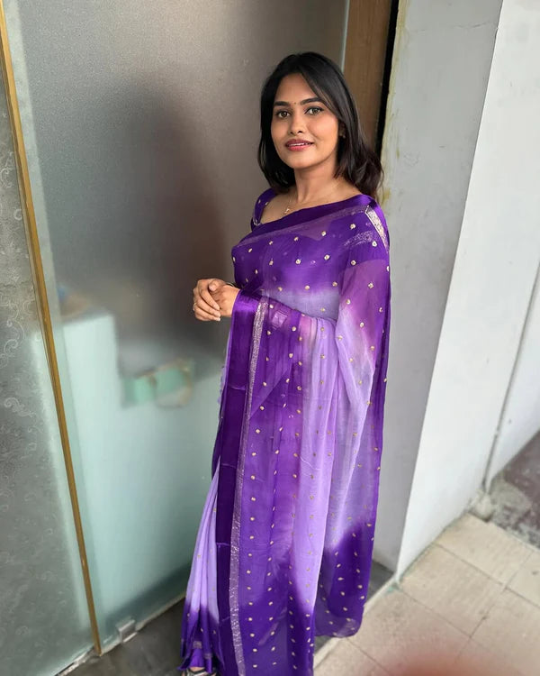 MOST TRENDING VIRAL PURE VISCOSE GEORGETTE SAREE WITH SATIN BORDER