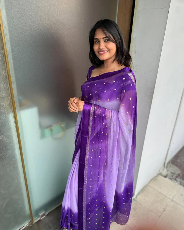 MOST TRENDING VIRAL PURE VISCOSE GEORGETTE SAREE WITH SATIN BORDER