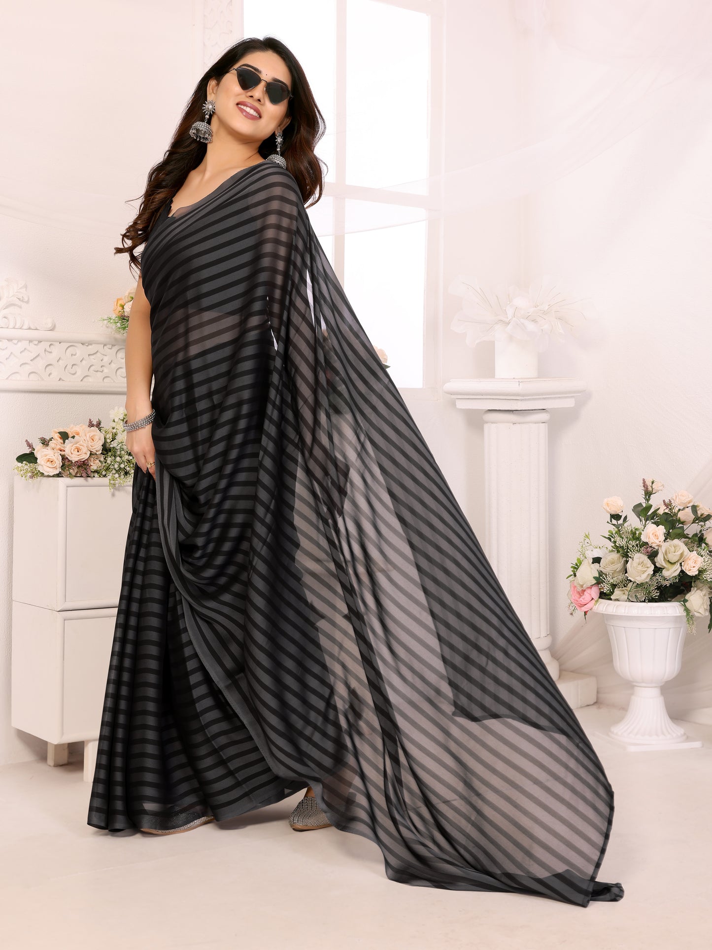 1-MIN READY TO WEAR SAREE IN HEAVY GEORGETTE WITH BANGLORI BLOUSE