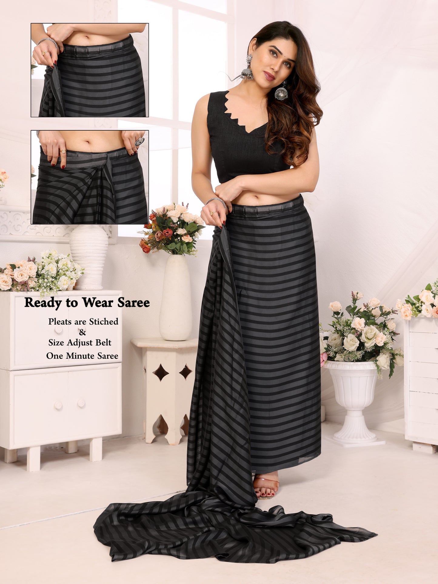 1-MIN READY TO WEAR SAREE IN HEAVY GEORGETTE WITH BANGLORI BLOUSE