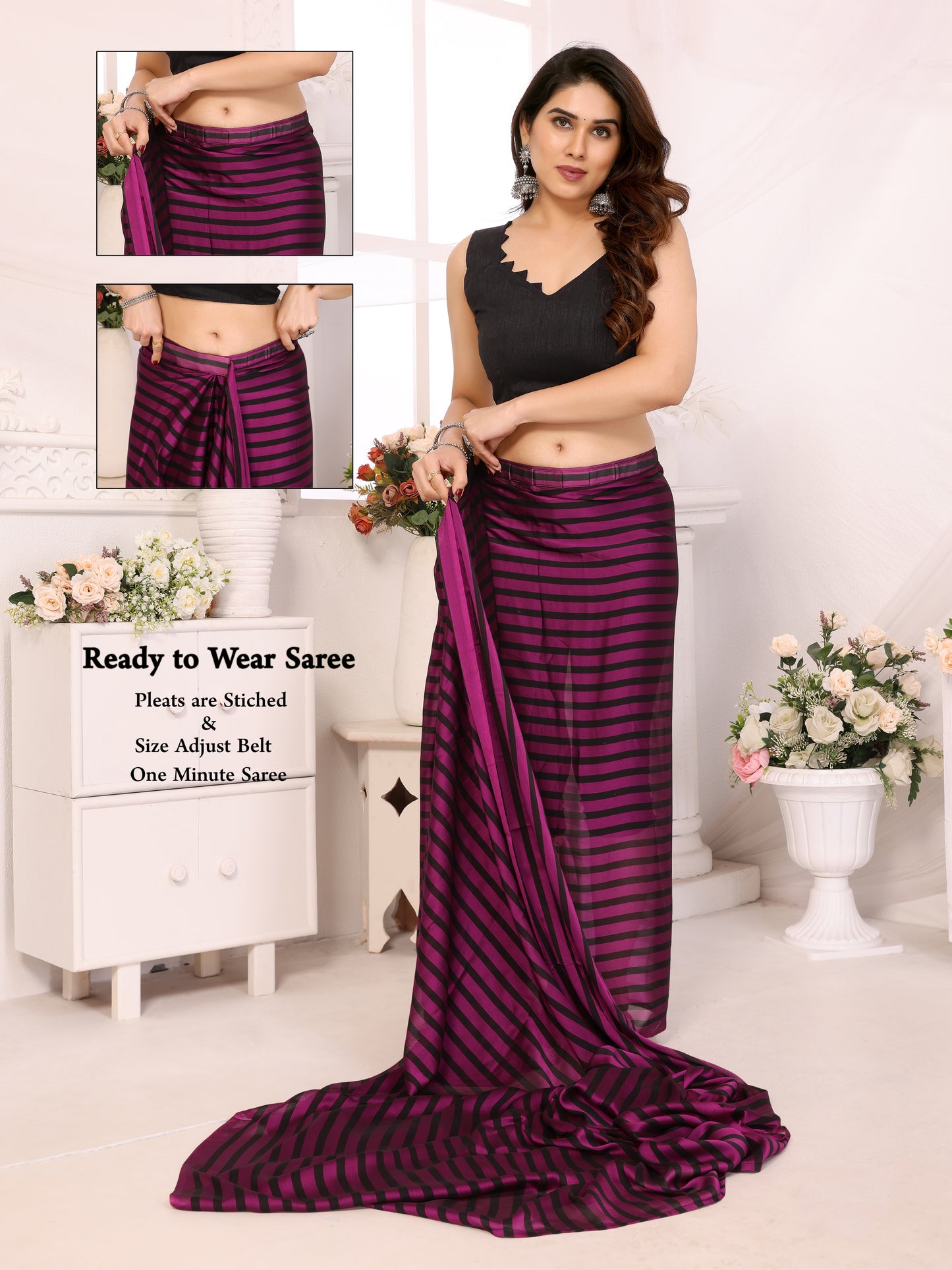1-MIN READY TO WEAR SAREE IN HEAVY GEORGETTE WITH BANGLORI BLOUSE