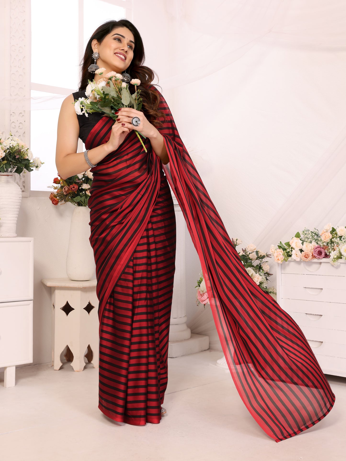 1-MIN READY TO WEAR SAREE IN HEAVY GEORGETTE WITH BANGLORI BLOUSE