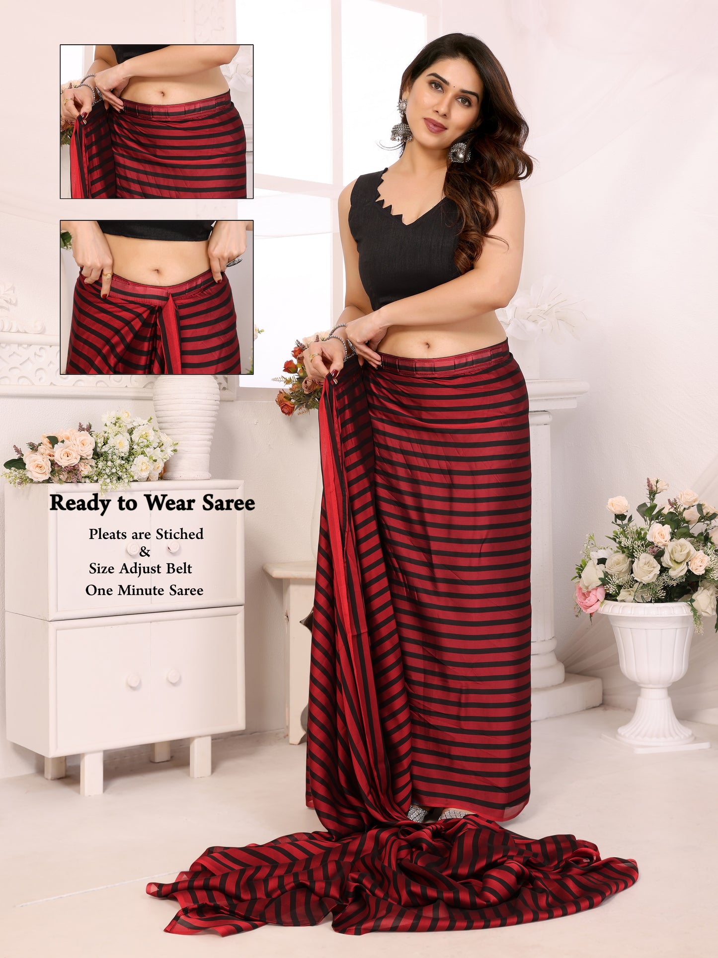 1-MIN READY TO WEAR SAREE IN HEAVY GEORGETTE WITH BANGLORI BLOUSE