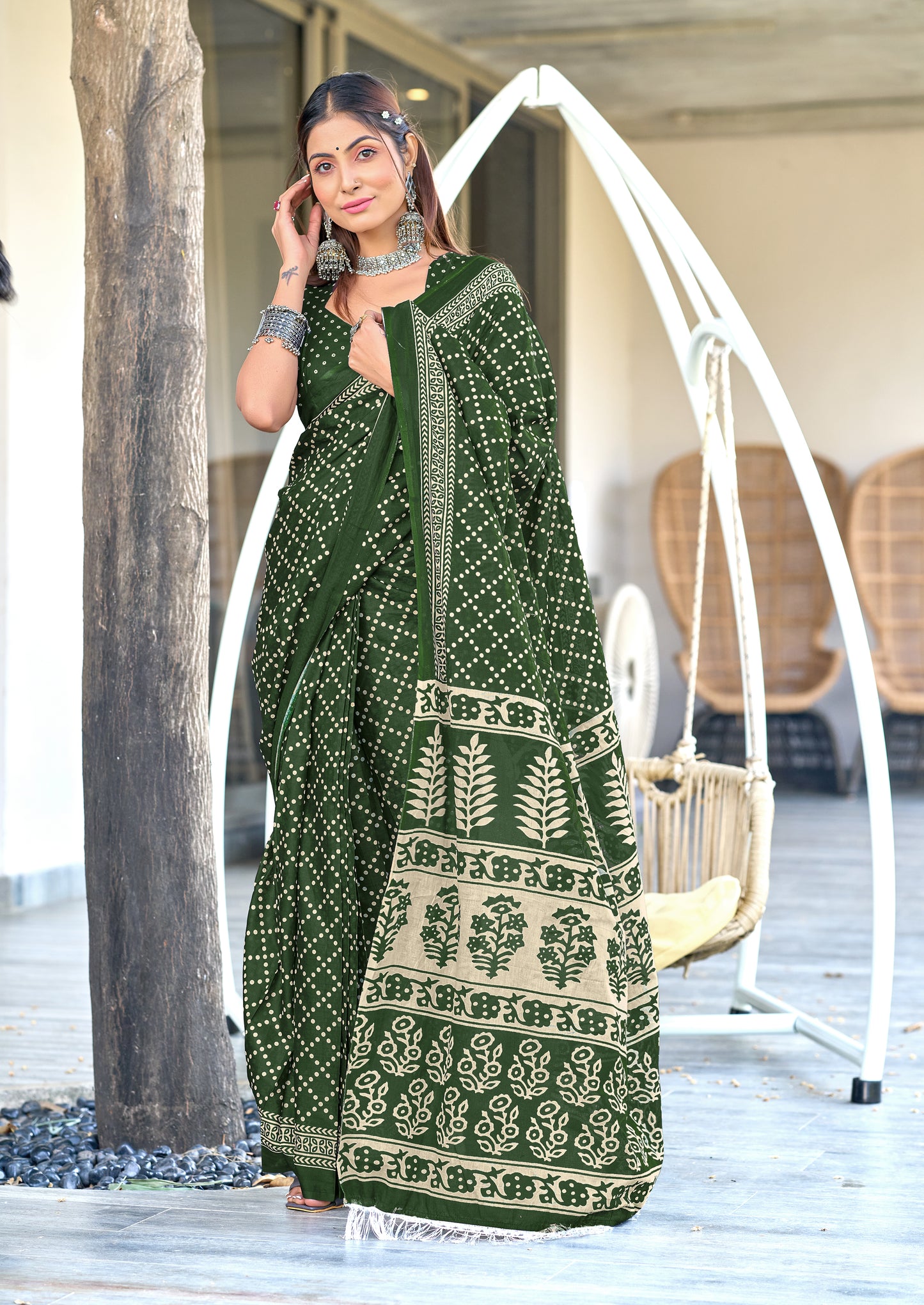 1-MIN READY TO WEAR PREMIUM MULMUL COTTON SAREE
