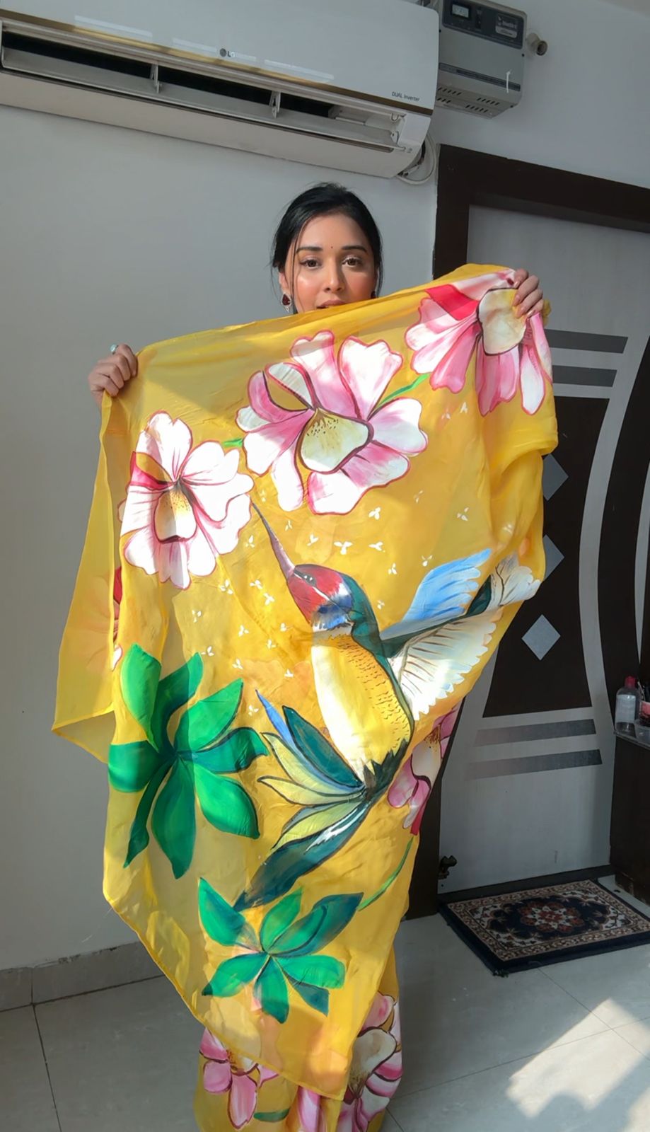 1 MIN READY TO WEAR DIGITAL ORGANZA SAREE WITH BLOUSE