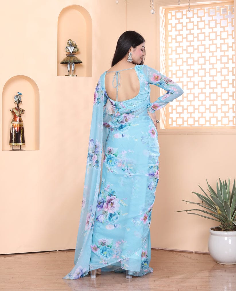 1-MIN READY TO WEAR SAREE IN SOFT GEORGETTE SILK WITH BLOUSE