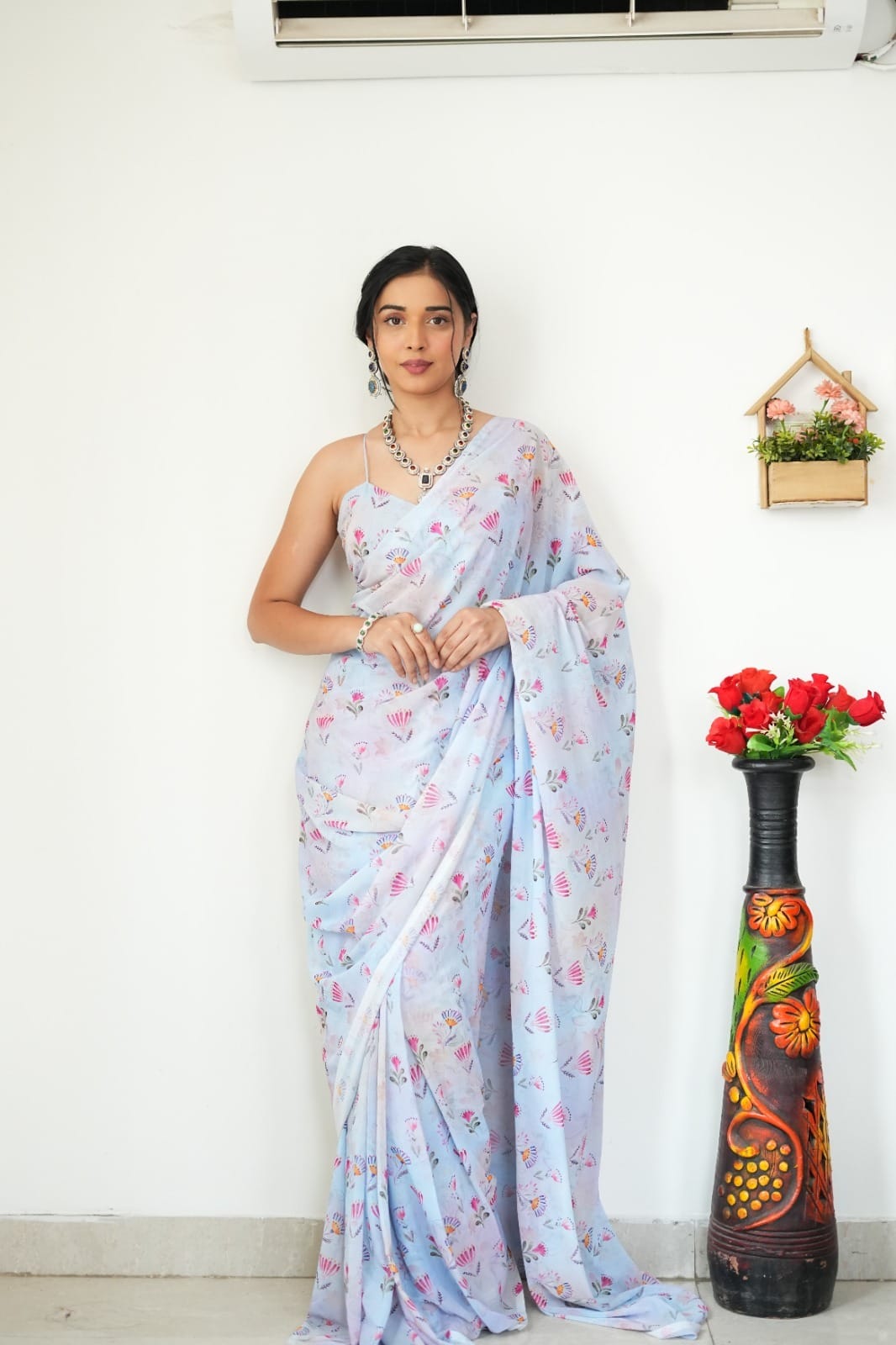 1 MIN READY TO WEAR IN PURE SOFT GEORGETTE SAREE WITH BLOUSE