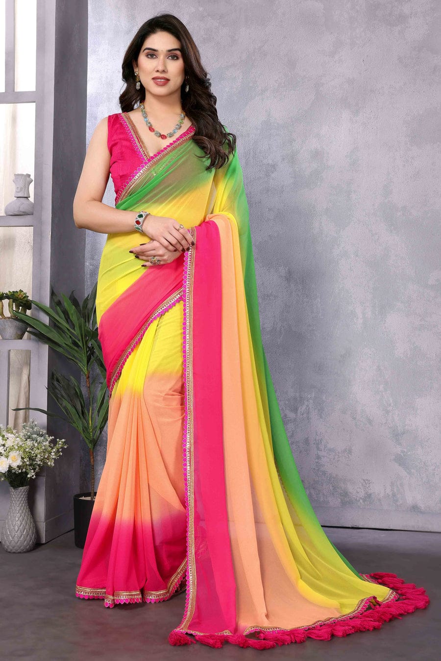 1 MIN READY TO WEAR SAREE IN PURE SOFT GEORGETTE WITH BLOUSE