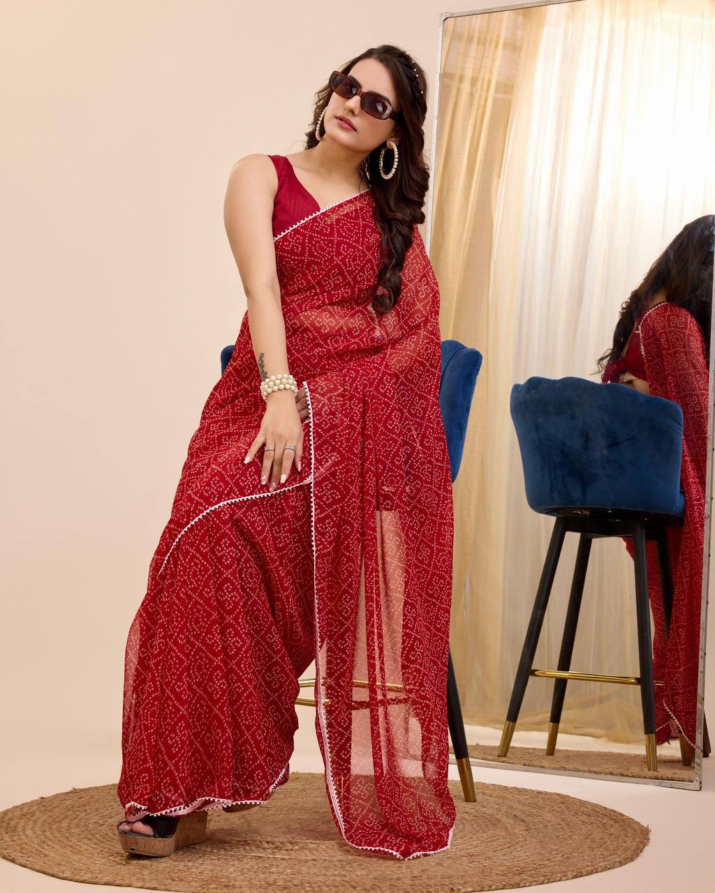 1 MIN READY TO WEAR SAREE IN PURE SOFT GEORGETTE WITH BLOUSE