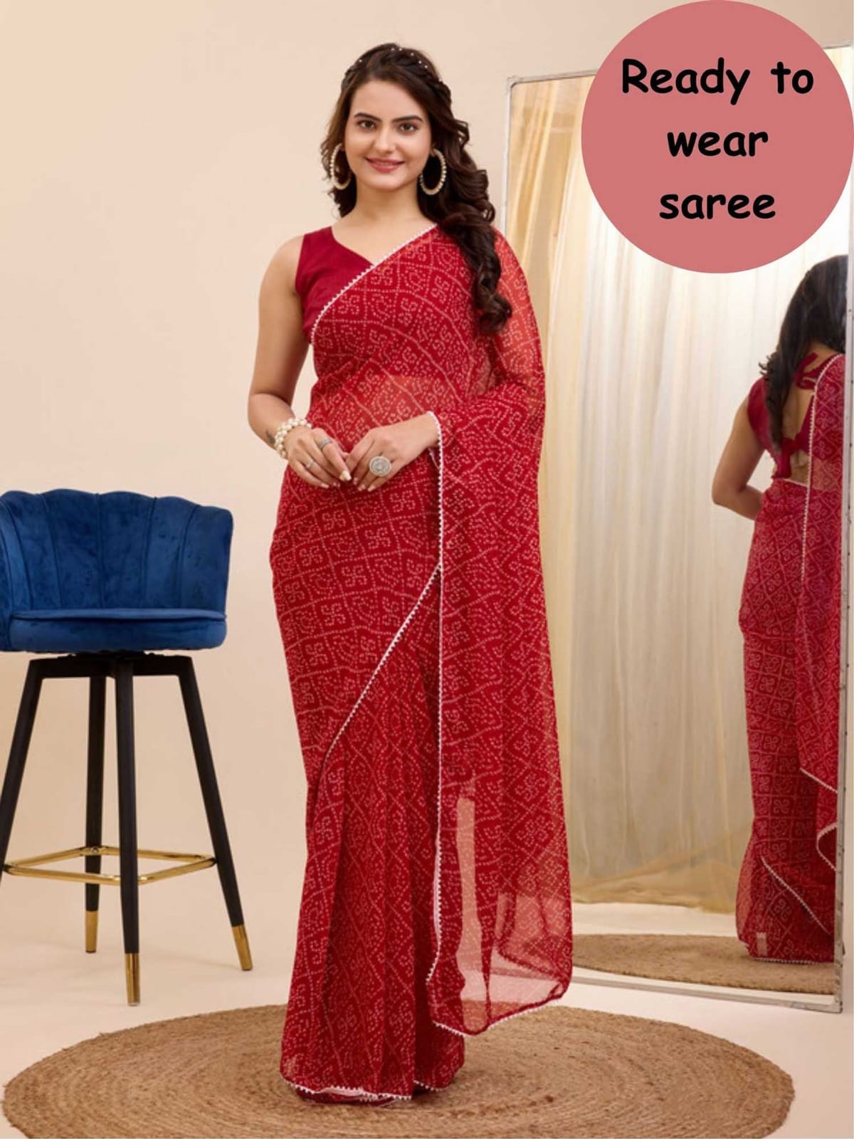 1 MIN READY TO WEAR SAREE IN PURE SOFT GEORGETTE WITH BLOUSE