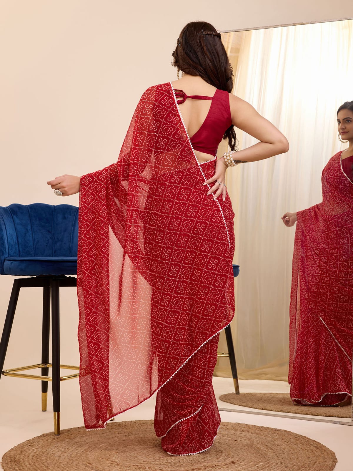 1 MIN READY TO WEAR SAREE IN PURE SOFT GEORGETTE WITH BLOUSE
