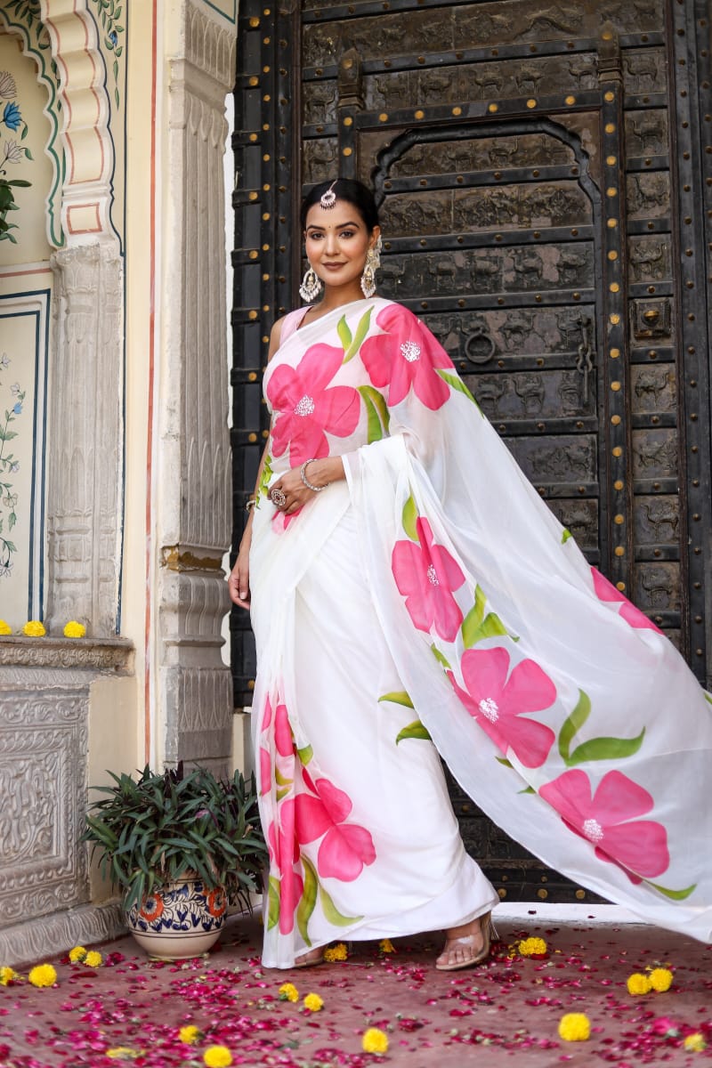 1 MIN READY TO WEAR SAREE IN PURE SOFT GEORGETTE WITH BLOUSE