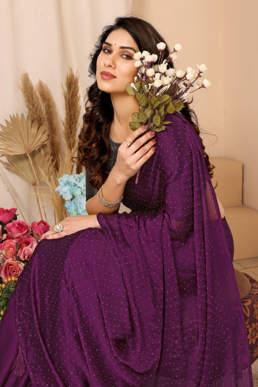 RANGOLI SILK WITH SIROSKY WORK WITH BLOUSE