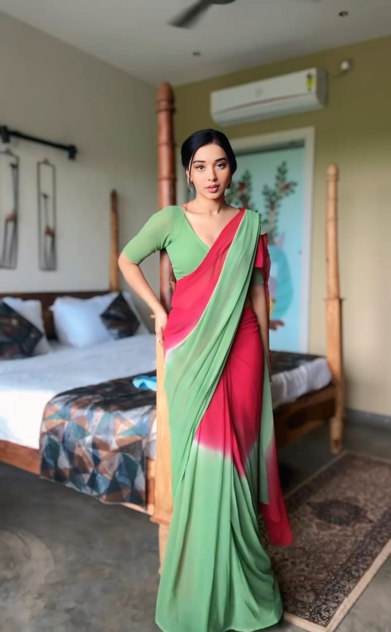 1 MIN READY TO WEAR SAREE IN IMPORTED GEORGETTE WITH BLOUSE