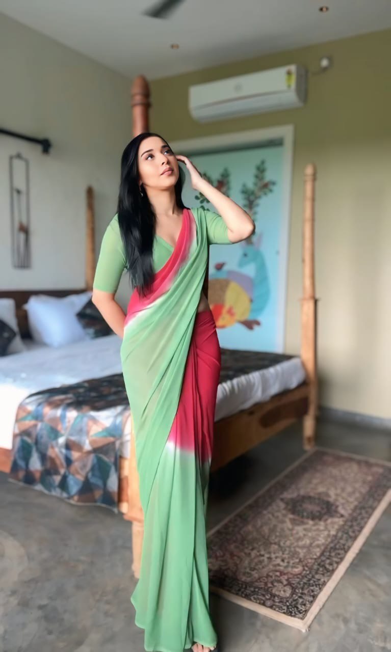 1 MIN READY TO WEAR SAREE IN IMPORTED GEORGETTE WITH BLOUSE