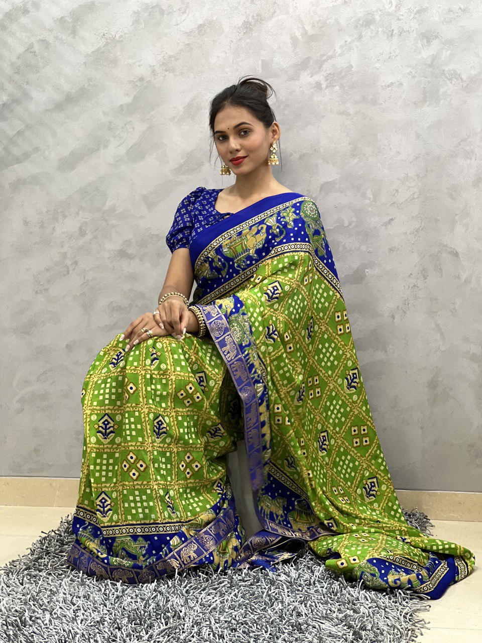 1-Min Ready To Wear Perroat Saree In Beautiful Rich Pallu