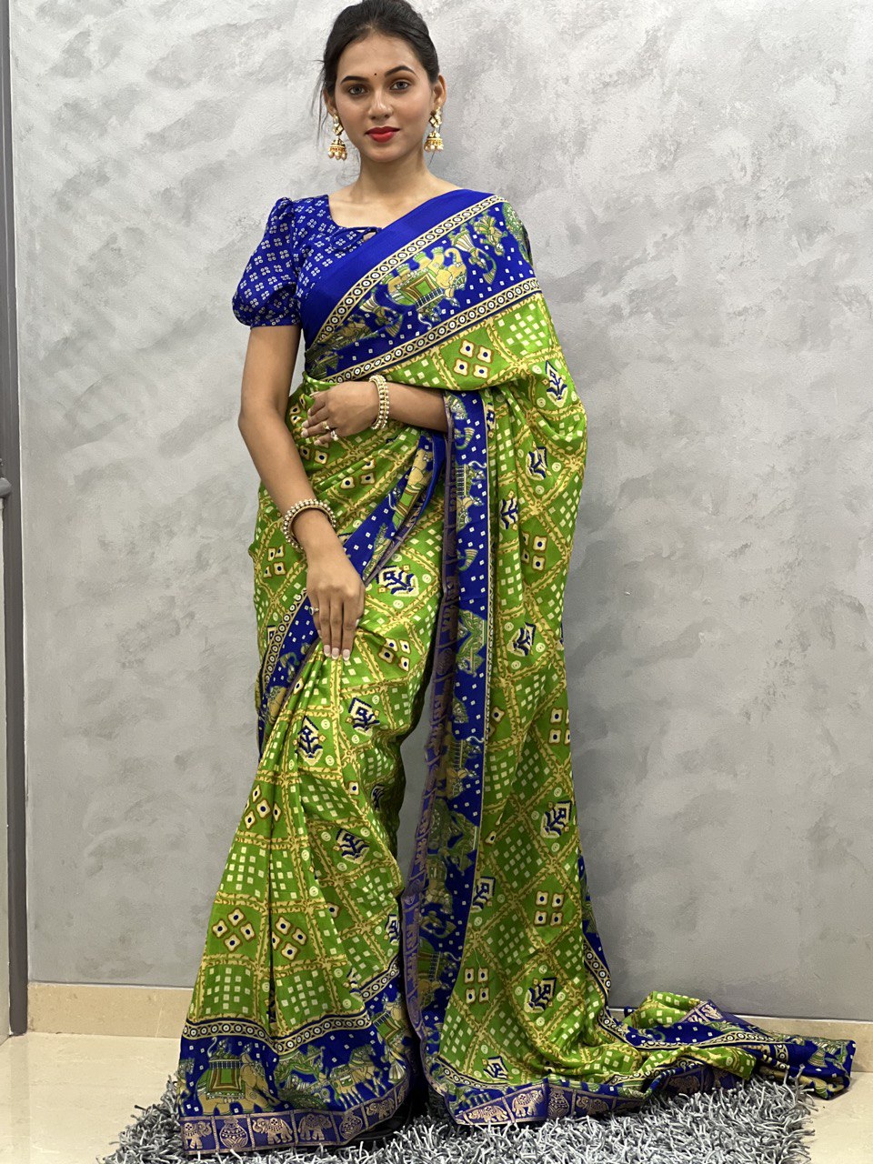1-Min Ready To Wear Perroat Saree In Beautiful Rich Pallu