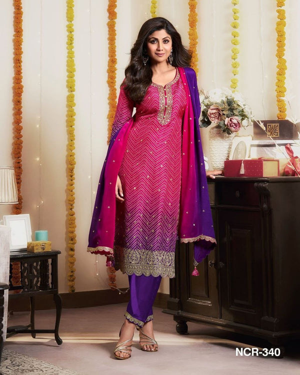 TRENDING EMBROIDERED KURTI ON SHINON FABRIC WITH EMBROIDERY WORK