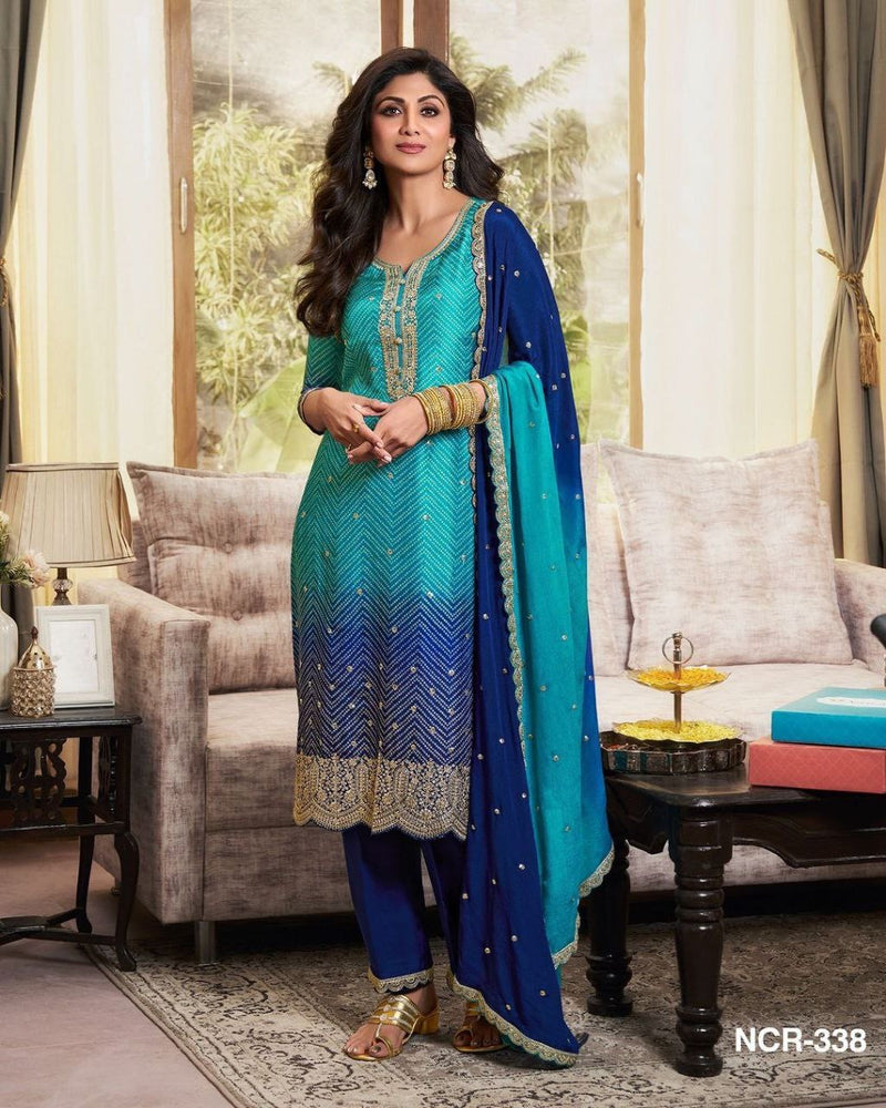 TRENDING EMBROIDERED KURTI ON SHINON FABRIC WITH EMBROIDERY WORK