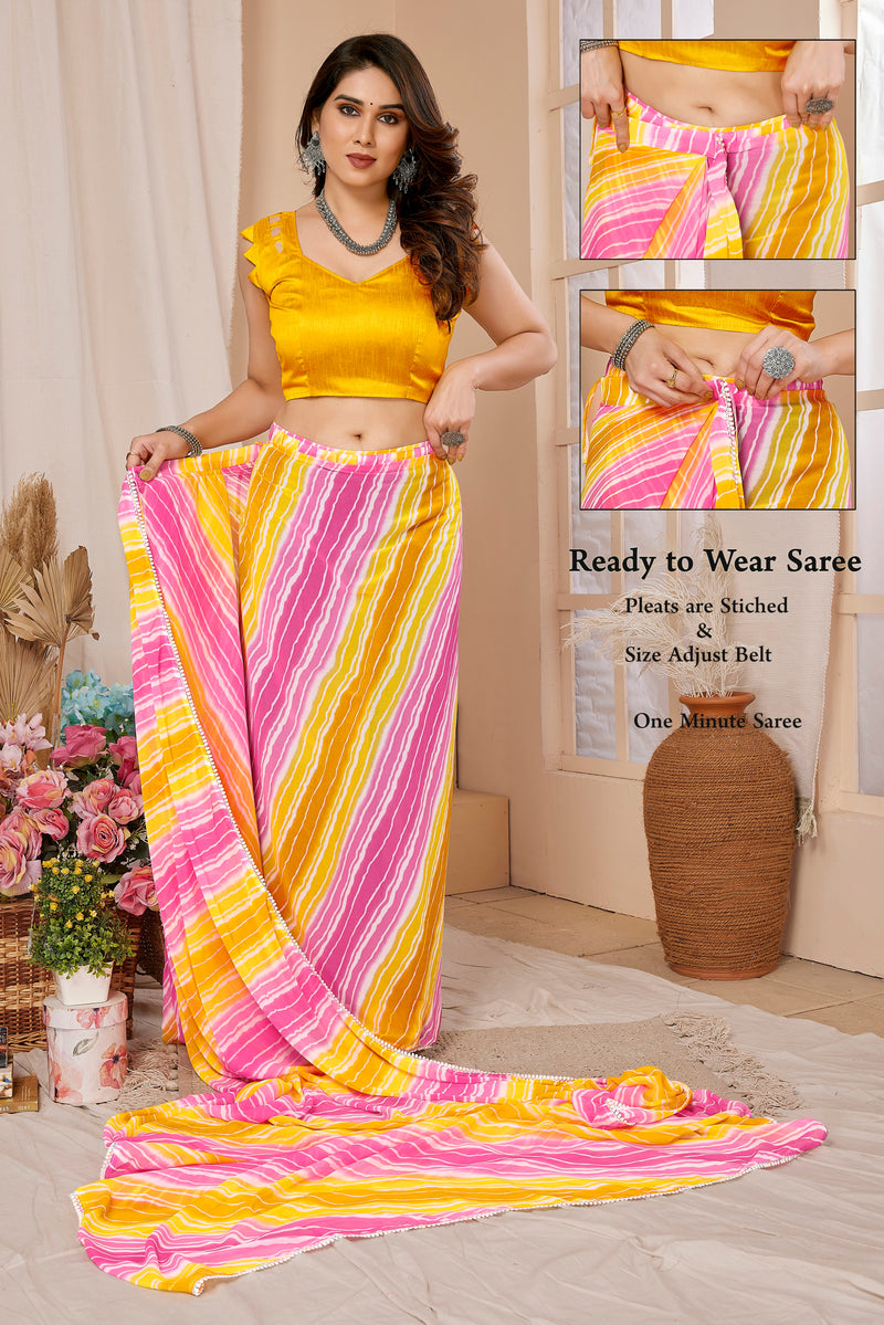 1-MIN READY TO WEAR SAREE IN HEAVY GEORGETTE WITH BANGLORI BLOUSE