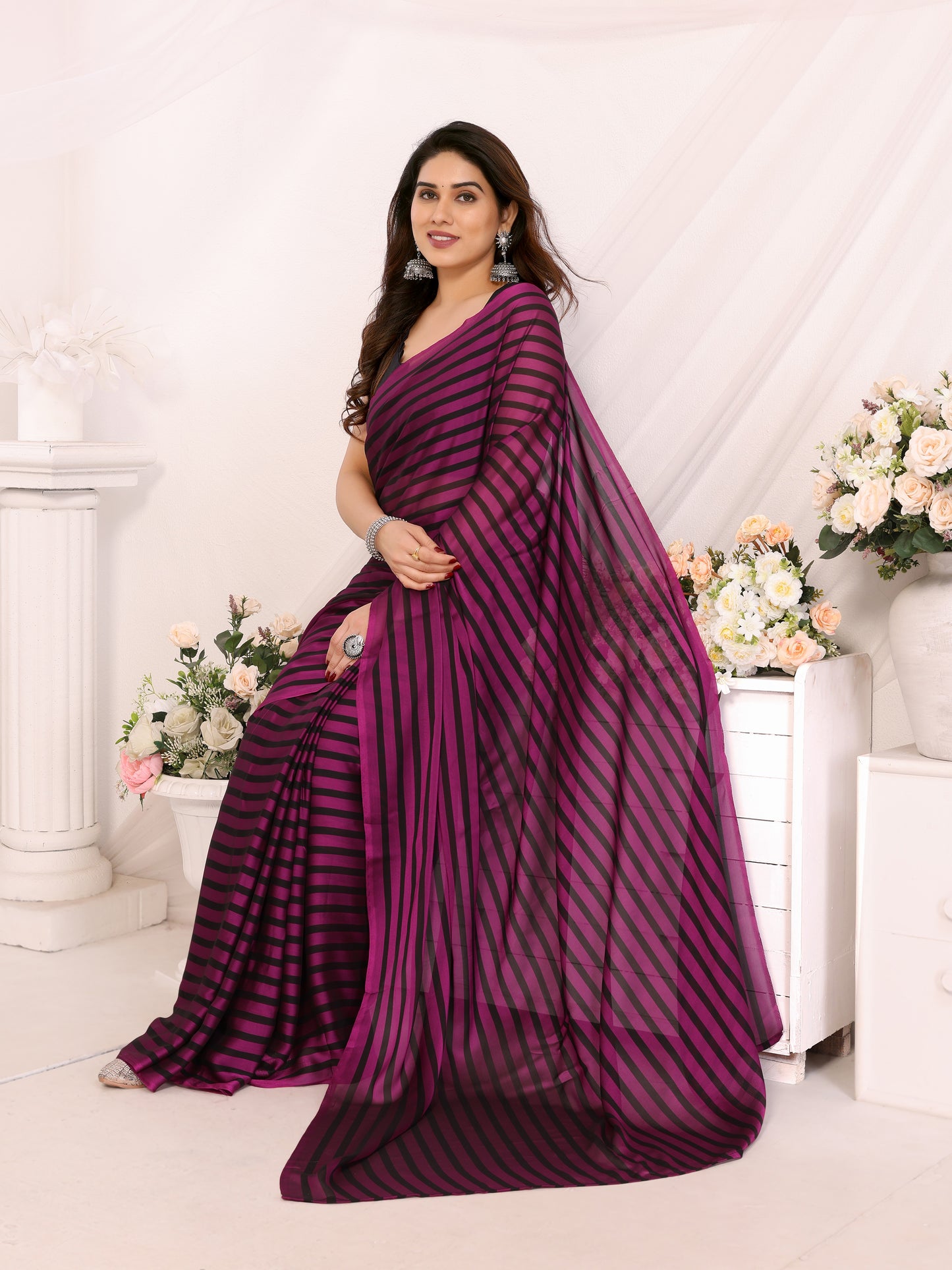 1-MIN READY TO WEAR SAREE IN HEAVY GEORGETTE WITH BANGLORI BLOUSE