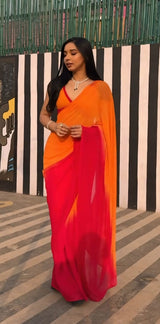 1 MIN READY TO WEAR  SAREE IN IMPORTED GEORGETTE WITH  BLOUSE