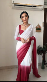 1 MIN READY TO WEAR  SAREE IN PURE SOFT GEORGETTE WITH  BLOUSE