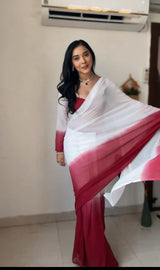 1 MIN READY TO WEAR  SAREE IN PURE SOFT GEORGETTE WITH  BLOUSE