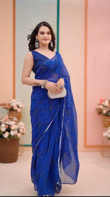 1 MIN READY TO WEAR  SAREE IN PURE SOFT GEORGETTE WITH BLOUSE