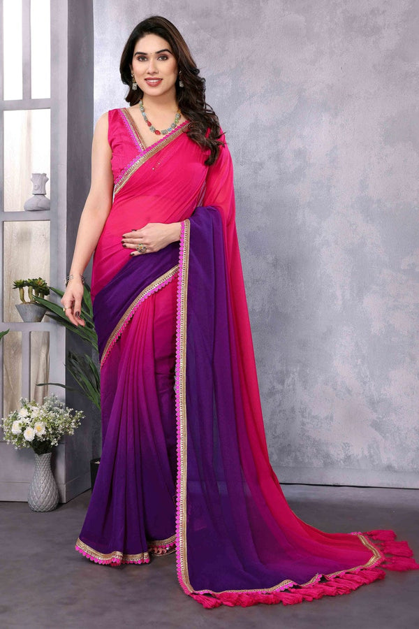 1 MIN READY TO WEAR  SAREE IN PURE SOFT GEORGETTE WITH  BLOUSE