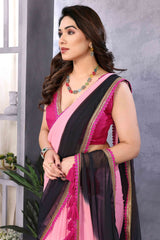 1 MIN READY TO WEAR  SAREE IN PURE SOFT GEORGETTE WITH  BLOUSE