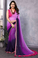 1 MIN READY TO WEAR  SAREE IN PURE SOFT GEORGETTE WITH  BLOUSE