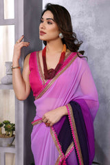 1 MIN READY TO WEAR  SAREE IN PURE SOFT GEORGETTE WITH  BLOUSE