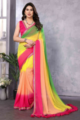 1 MIN READY TO WEAR  SAREE IN PURE SOFT GEORGETTE WITH  BLOUSE