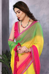 1 MIN READY TO WEAR  SAREE IN PURE SOFT GEORGETTE WITH  BLOUSE