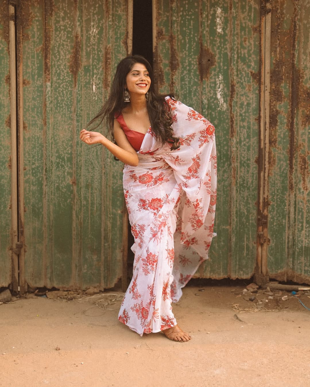 1 MIN READY TO WEAR  SAREE IN PURE SOFT GEORGETTE WITH  BLOUSE