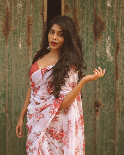 1 MIN READY TO WEAR  SAREE IN PURE SOFT GEORGETTE WITH  BLOUSE