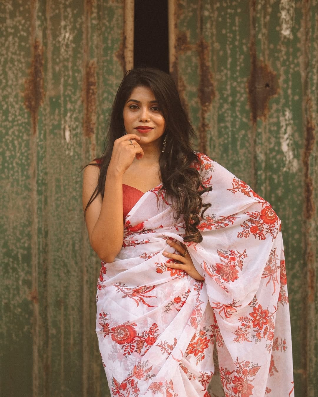 1 MIN READY TO WEAR  SAREE IN PURE SOFT GEORGETTE WITH  BLOUSE