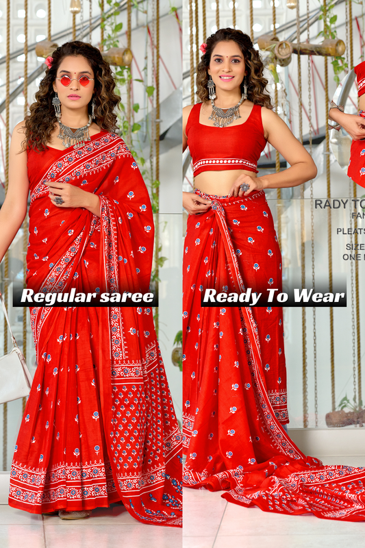 PURE COTTON HAND BLOCK PRINT SAREE