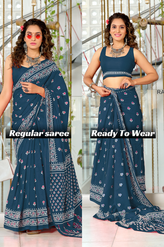 PURE COTTON HAND BLOCK PRINT SAREE