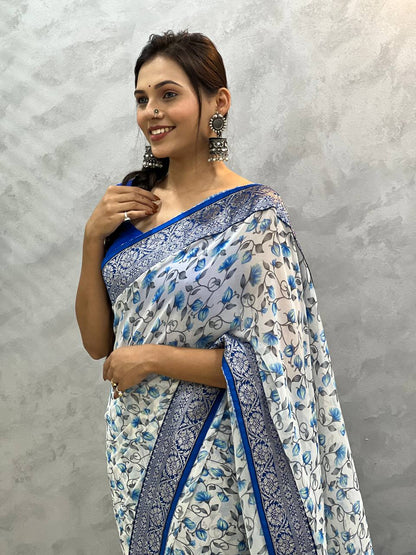 1 MIN READY TO WEAR GEORGETTE WORK SAREE WITH UNSTITCH BLOUSE.