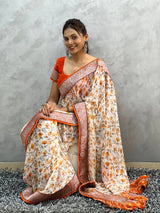 1 MIN READY TO WEAR GEORGETTE WORK SAREE WITH UNSTITCH BLOUSE.