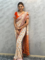 1 MIN READY TO WEAR GEORGETTE WORK SAREE WITH UNSTITCH BLOUSE.