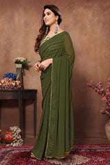 1-MIN READY TO WEAR SAREE IN HEAVY GEORGETTE WITH BANGLORI BLOUSE