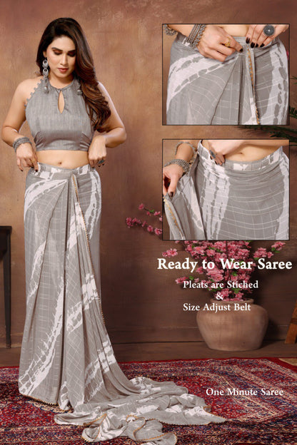1-MIN READY TO WEAR SAREE IN HEAVY GEORGETTE WITH BANGLORI BLOUSE