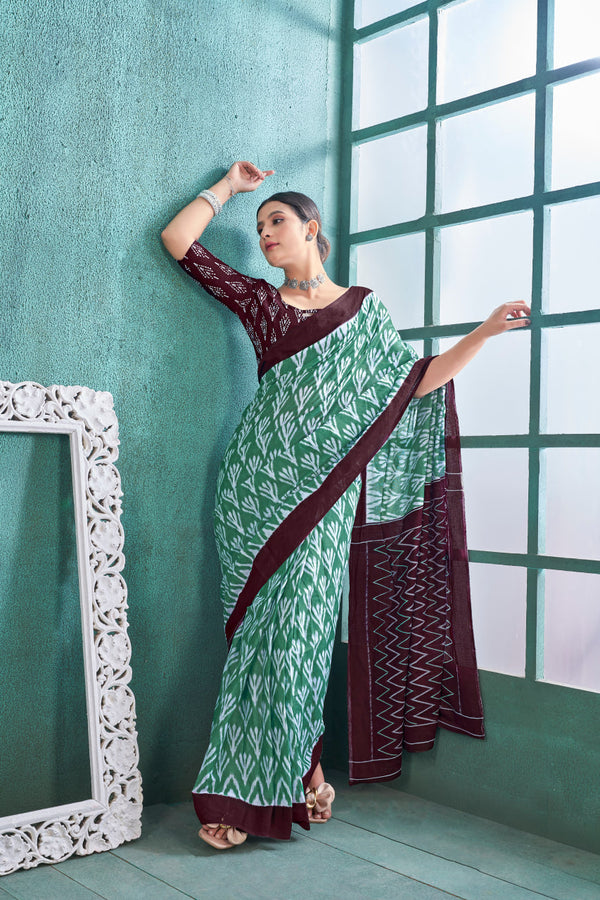 1-MIN READY TO WEAR PREMIUM MULMUL COTTON SAREE